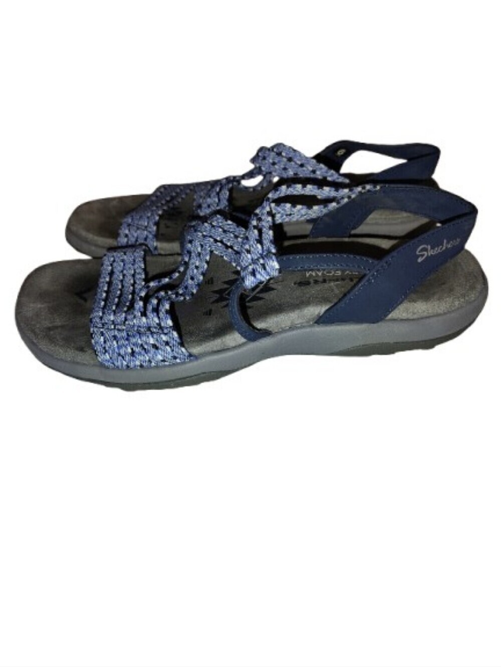 Skechers Reggae Slim Vacay Navy Blue Strappy Sandals - Women's Size 6